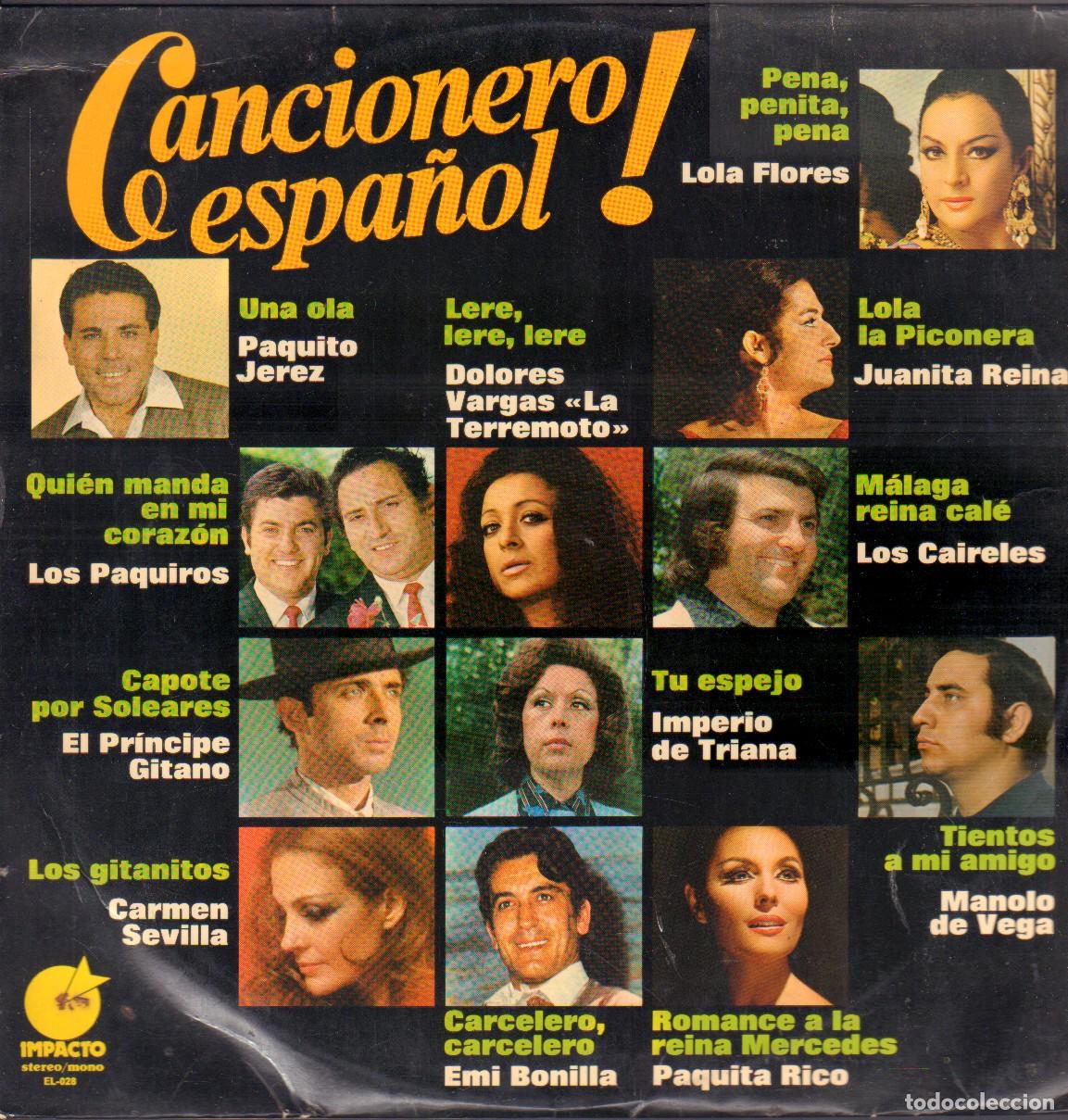 Discos de vinilo: CANCIONERO ESPA&Ntilde;OL - LOLA FLORES, PAQUITO JEREZ, CARMEN SEVILLA.../ LP IMPACTO 1974 RF-26276