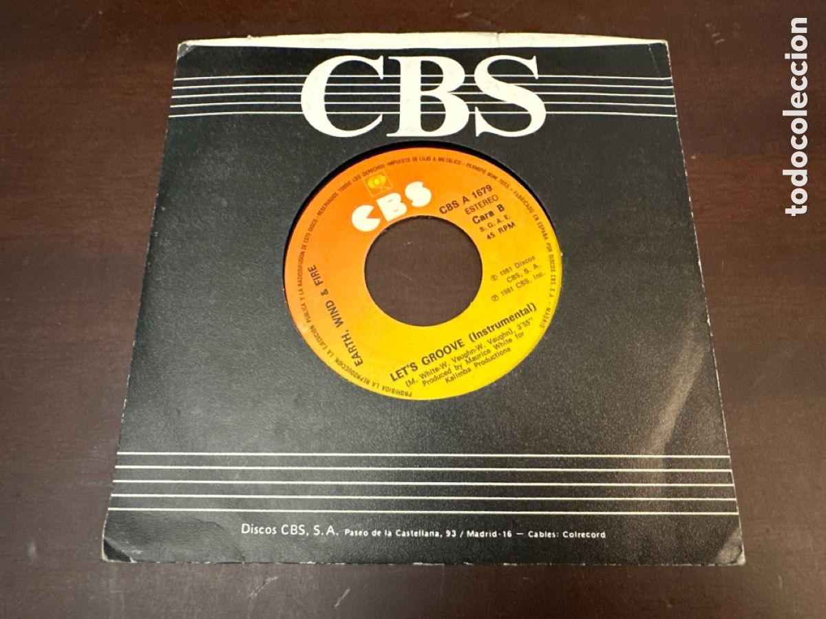Discos de vinilo: EARTH WIND & FIRE - LETS GROOVE - SINGLE - 1981 - Foto 2