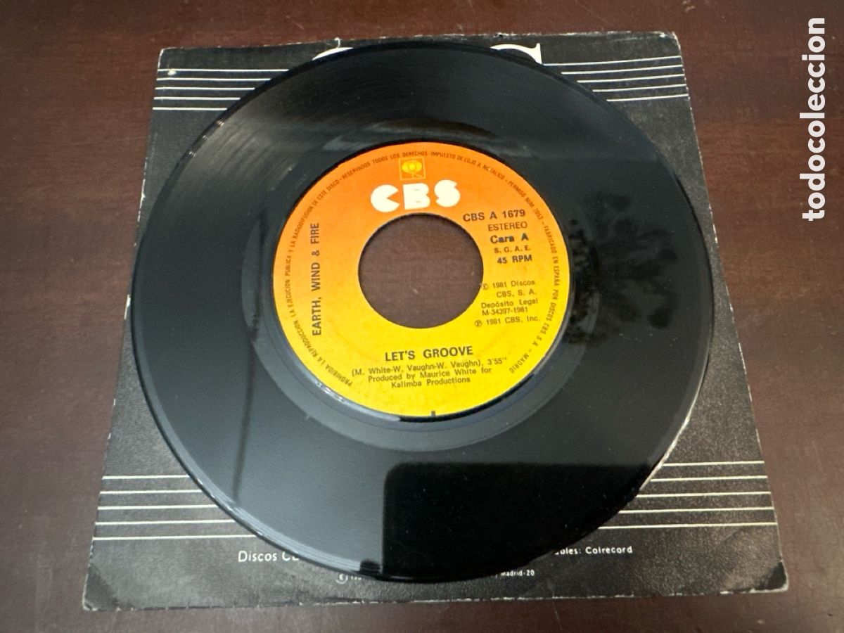 Discos de vinilo: EARTH WIND & FIRE - LETS GROOVE - SINGLE - 1981 - Foto 3