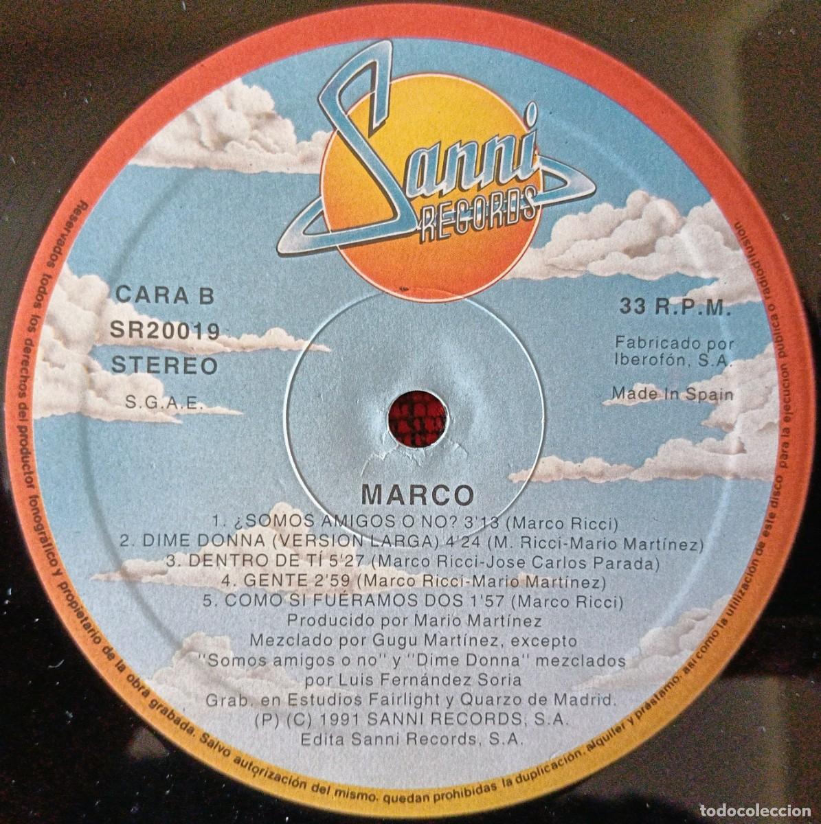 Discos de vinilo: MARCO RICCI ** Marco ** VINILO LP 1991 - Foto 4