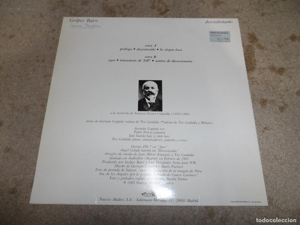 Discos de vinilo: Golpes Bajos - Devocionario (SPAIN 1985) - Foto 2