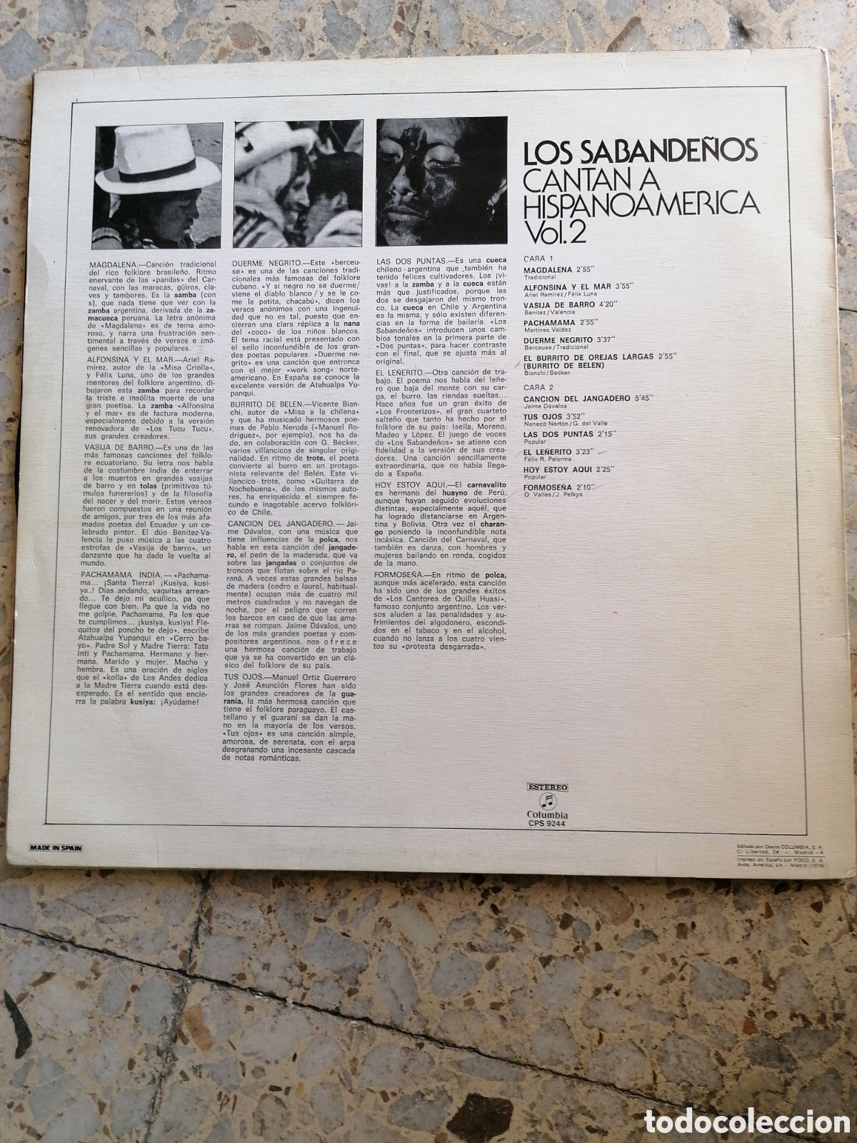 Discos de vinilo: LP LOS SABANDE&Ntilde;OS CANTAN A HISPANOAMERICA VOL 2 SPAIN 1973 INSERT - Foto 2