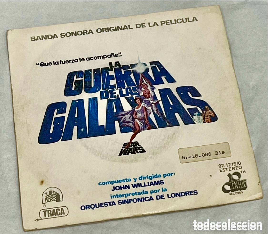 Discos de vinilo: Disco de Vinilo Single. El Imperio Contraataca. La Guerra de las Galaxias. Darth Vader. 1977.