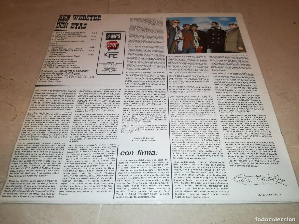 Discos de vinilo: BEN WEBSTER MEETS DON BYAS-EDICI&Oacute;N ESPA&Ntilde;OLA - Foto 2
