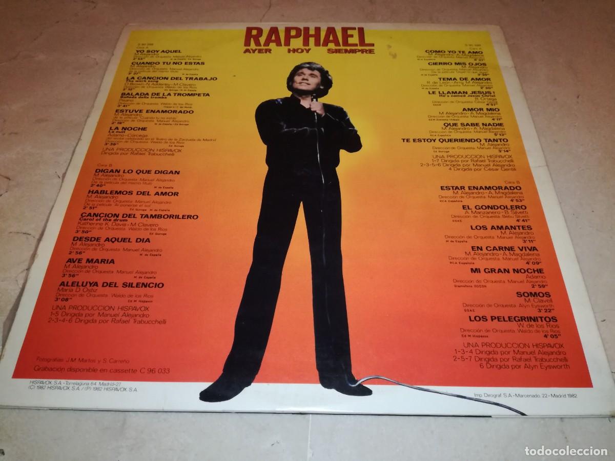 Discos de vinilo: RAPHAEL-AYER HOY SIEMPRE-SUS GRANDES EXITOS-DOBLE LP - Foto 2
