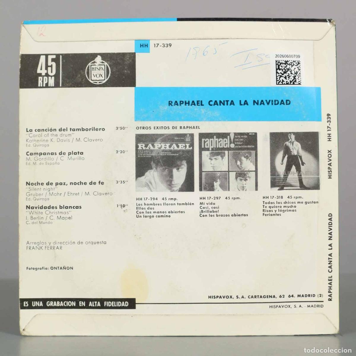 Discos de vinilo: EP. Raphael Canta la Navidad - Raphael - Foto 2