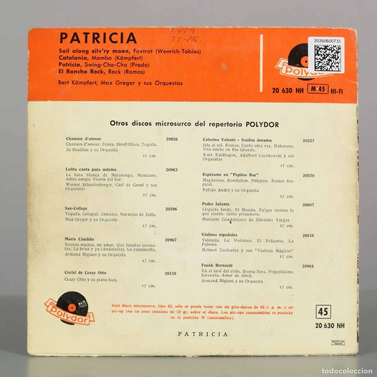 Discos de vinilo: EP. Patricia - Bert K&auml;mpfert, Max Greger y sus Orquestas - Foto 2