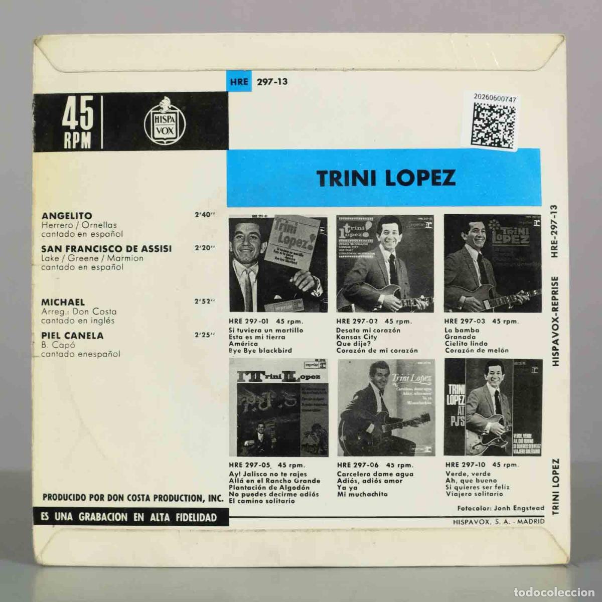 Discos de vinilo: EP. Canta en Espa&ntilde;ol - Trini Lopez - Foto 2