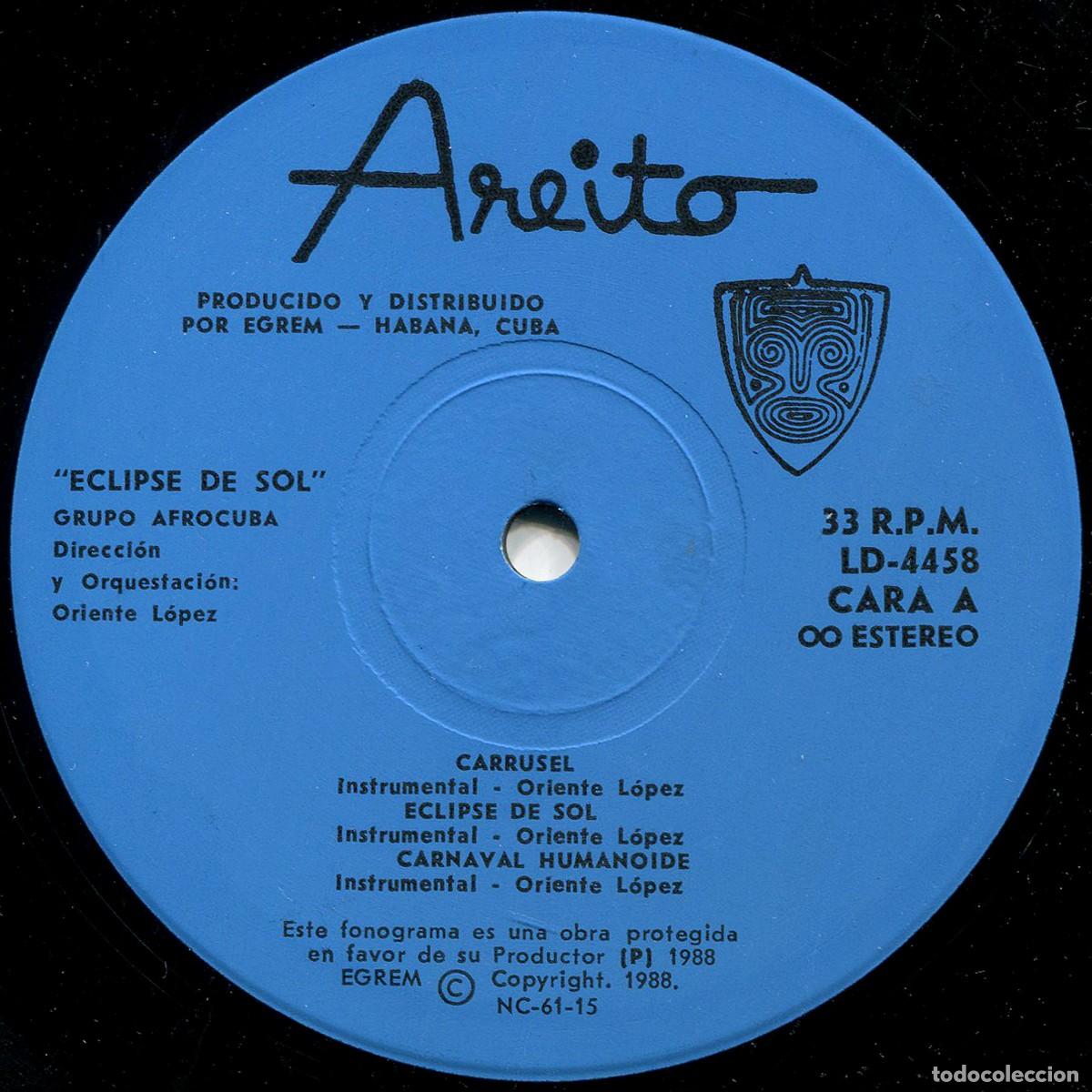 Discos de vinilo: Afrocuba - Eclipse de sol - LP Cuba 1988 - Areito LD-4458 - EX/VG+ - Foto 3