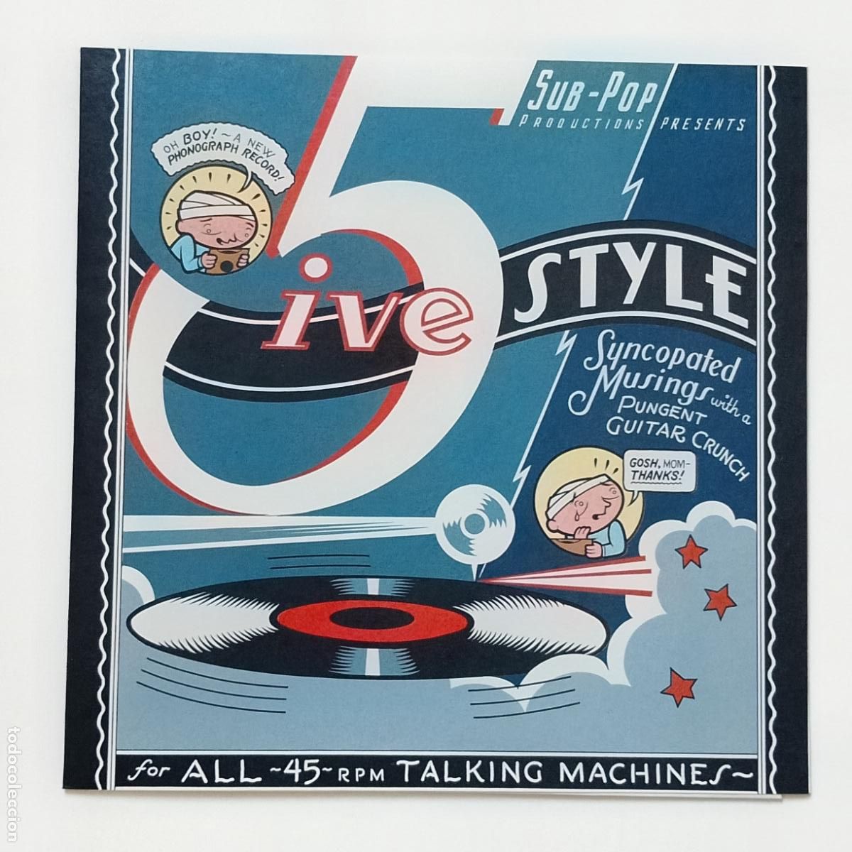 Discos de vinilo: 5ive Style-Waiting On The Eclipse (7'' single. Sub Pop 1994) portada: Chris Ware (Jimmy Corrigan...)