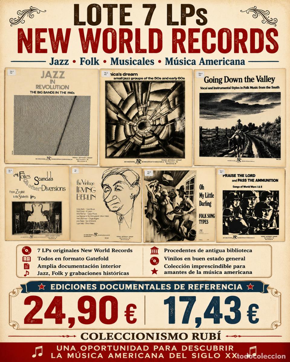 Discos de vinilo: LOTE 7 LP NEW WORLD RECORDS | JAZZ FOLK MUSICALS | GATEFOLD | BIBLIOTECA