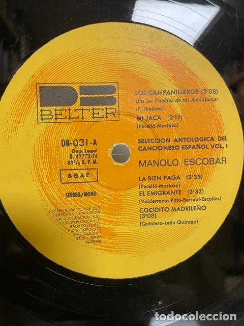 Discos de vinilo: LP - MANOLO ESCOBAR - SELECCI&Oacute;N ANTOL&Oacute;GICA DEL CANCIONERO ESPA&Ntilde;OL VOL 1 - S&Oacute;LO VINILO SIN FUNDA