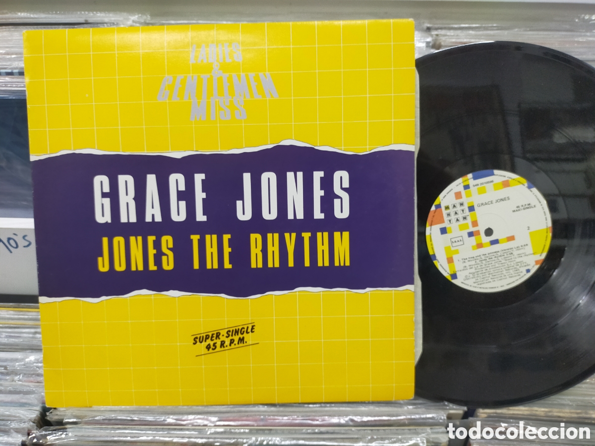 Discos de vinilo: Grace Jones maxi Jones the rhythm Espa&ntilde;a 1986