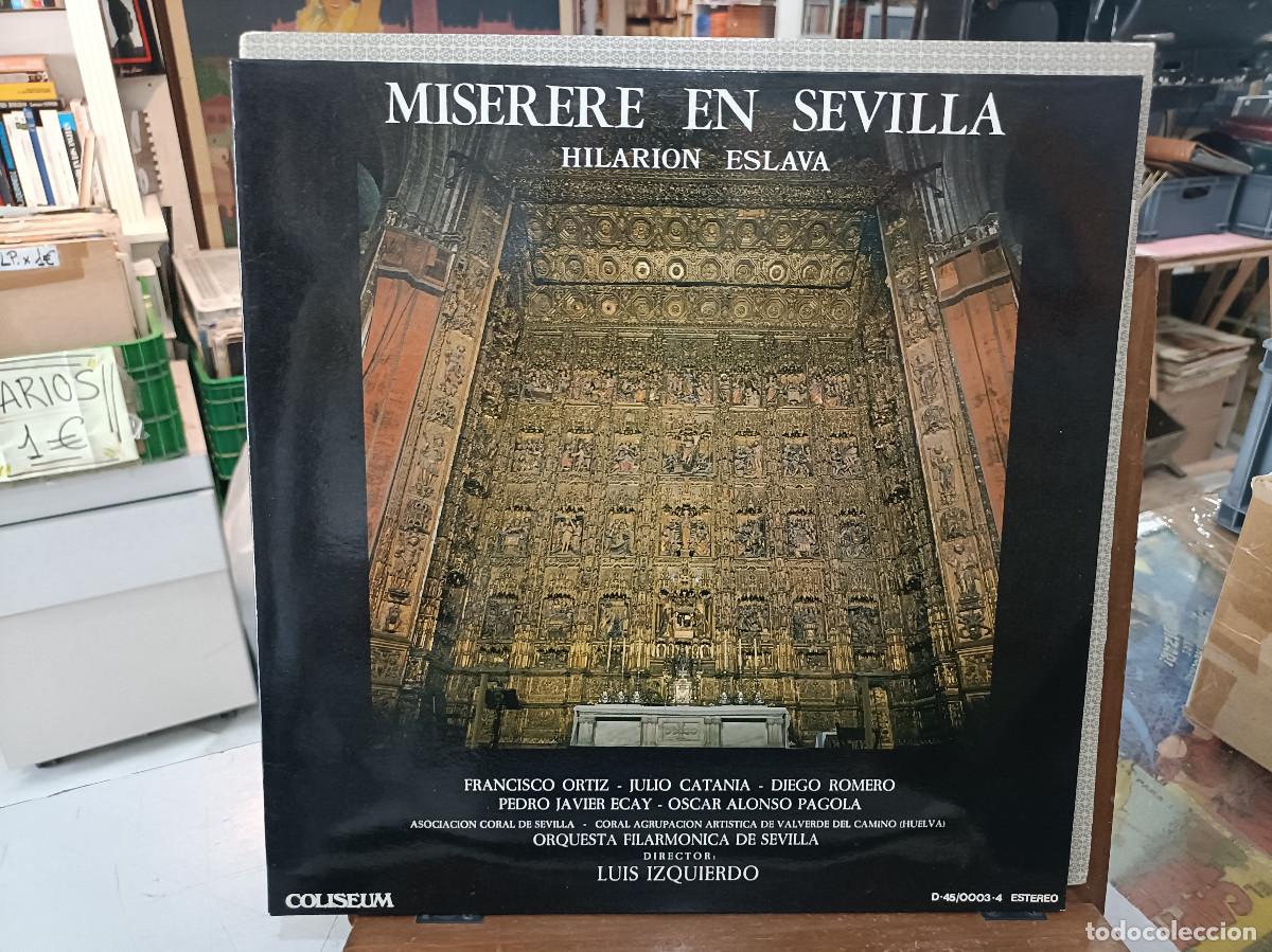 Discos de vinilo: Miserere en Sevilla - Hilarion Eslava - Orquesta Filarm&oacute;nica de Sevilla - Doble LP. Coliseum 1982