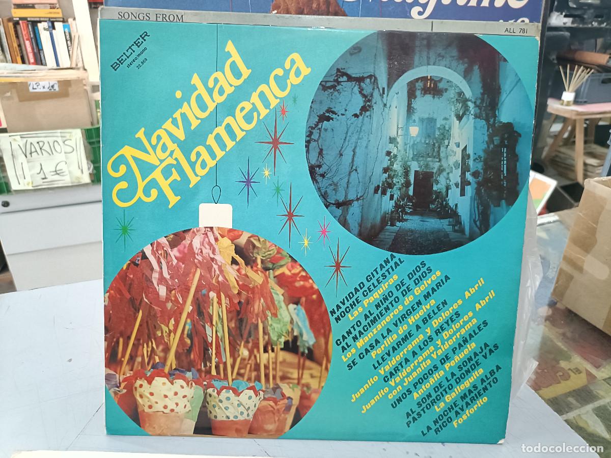 Discos de vinilo: Navidad Flamenca - Las Paquiras, Los Manzaneros de Gelves, Fosforito, ... - LP. sello Belter 1974