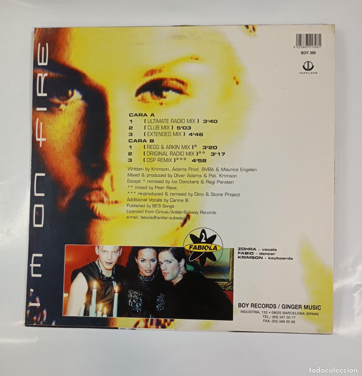 Discos de vinilo: Im On Fire. Eurodance 2 Fabiola. Maxi-Single. TDKDA38 - Foto 2