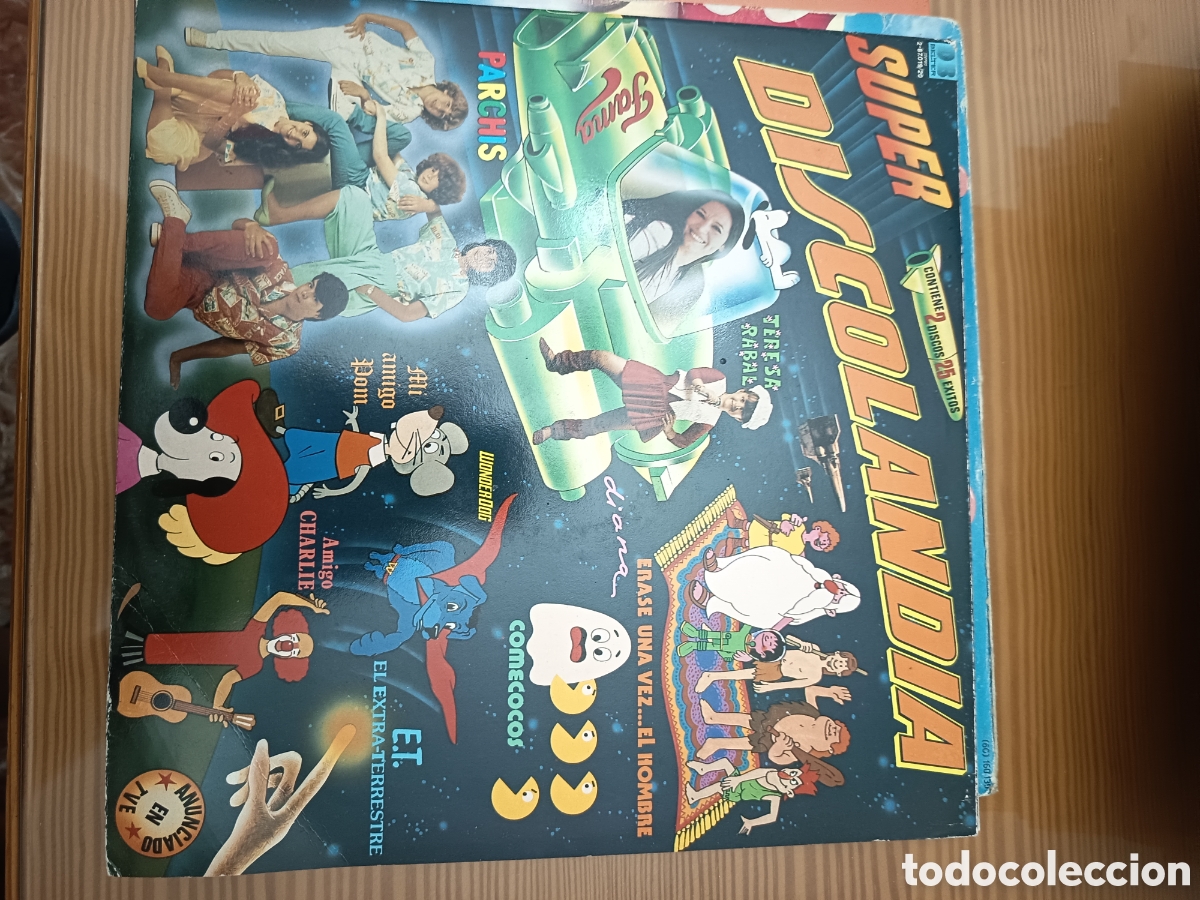 Discos de vinilo: Doble disco vinilo SUPER DISCOLANDIA ,recopilatorio de la m&uacute;sica de los dibujos animados de siempre