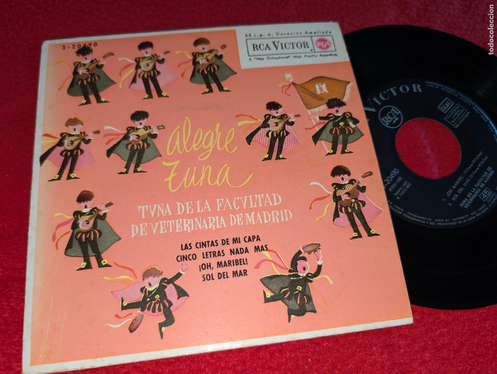 Discos de vinilo: TUNA FACULTAD VETERINARIA MADRID Cintas de mi capa/Sol del mar/&iexcl;Oh Maribel! +1 EP 7'' 1962 RCA
