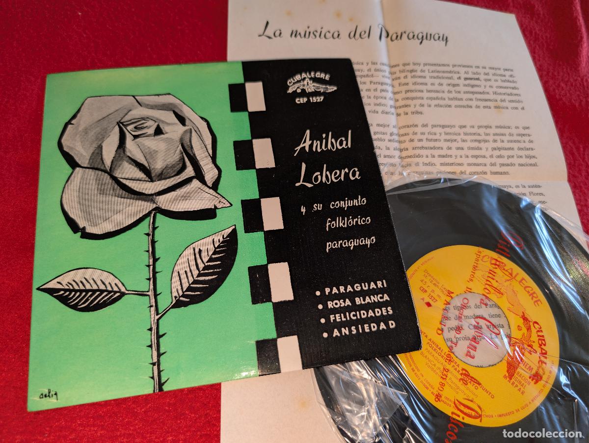 Discos de vinilo: ANIBAL LOVERA LOBERA Paraguari/Rosa Blanca/Ansiedad +1 EP 7'' 1963 Cubalegre SPAIN ESPA&Ntilde;A+HOJA PROMO