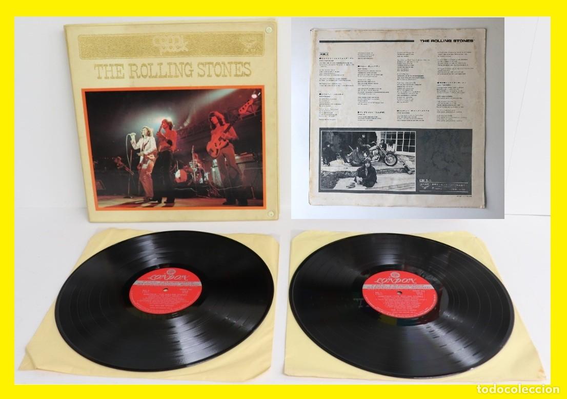 Discos de vinilo: ROLLING STONES Com Pack 1971 - 2LPs - RARA SUPER CAJA, RARA EDIC JAPAN + 2 INSERTOS EX