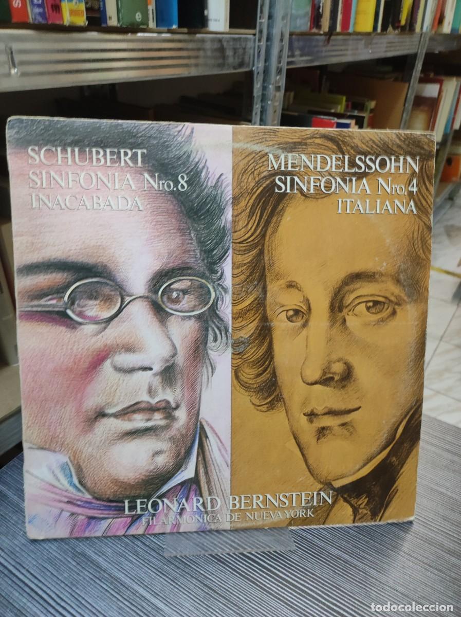Discos de vinilo: Schubert: Sinfon&iacute;a Nro. 8 &rdquo;Inacabada&rdquo; / Mendelssohn: Sinfon&iacute;a Nro. 4 &rdquo;Italiana&rdquo; Leonard Bernstein