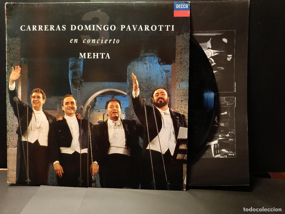 Discos de vinilo: CARRERAS, DOMINGO PAVAROTTI, En concierto MEHTA LP CON INSERT 1990 PEPETO
