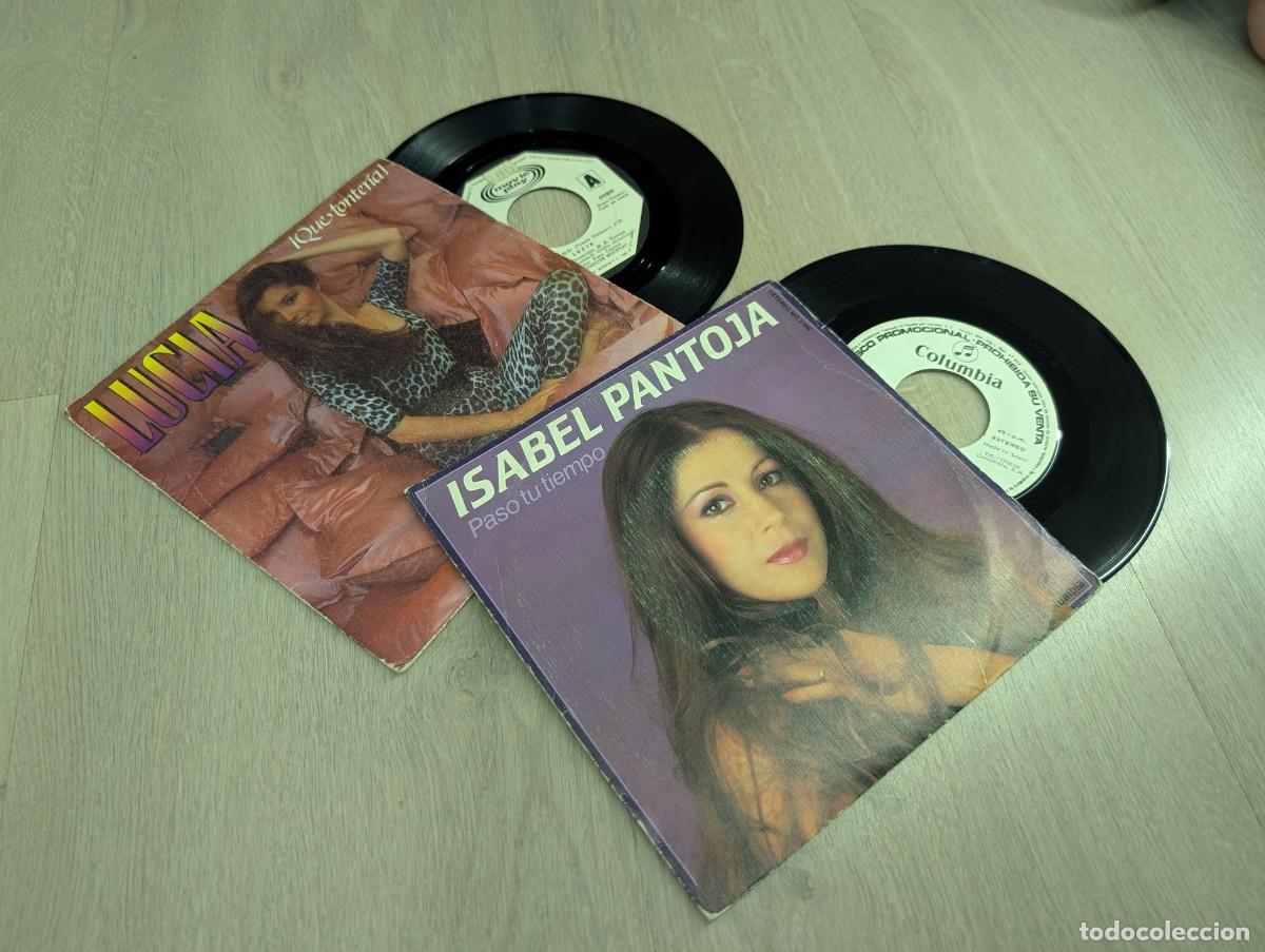 Discos de vinilo: LOTE DE 2 SINGLES DE ISABEL PANTOJA - PASO TU TIEMPO Y LUCIA - QUE TONTERIA PROMOCIONALES - A&Ntilde;OS 80