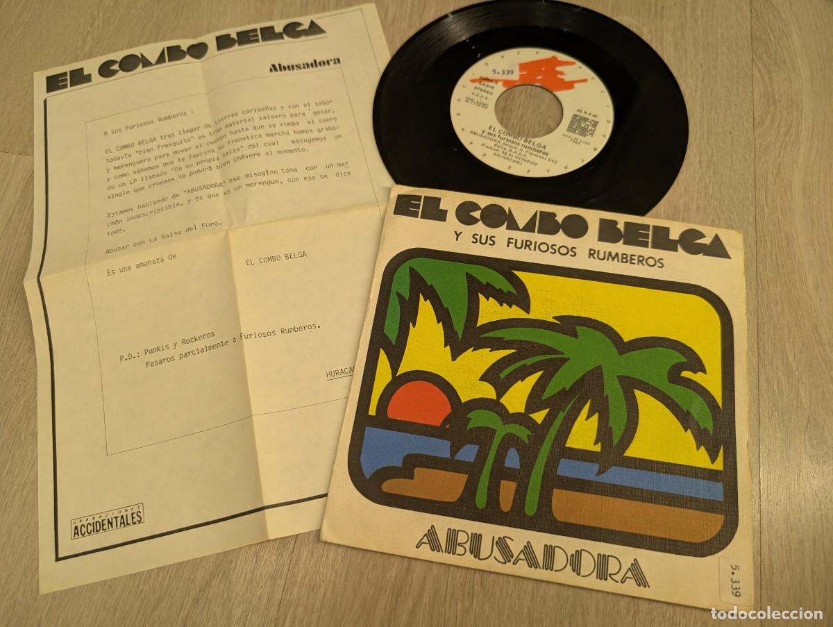 Discos de vinilo: EL COMBO BELGA - ABUSADORA Y SUS FURIOSOS RUMBEROS ..SINGLE PROMO CON HOJA PROMOCIONAL. 1986