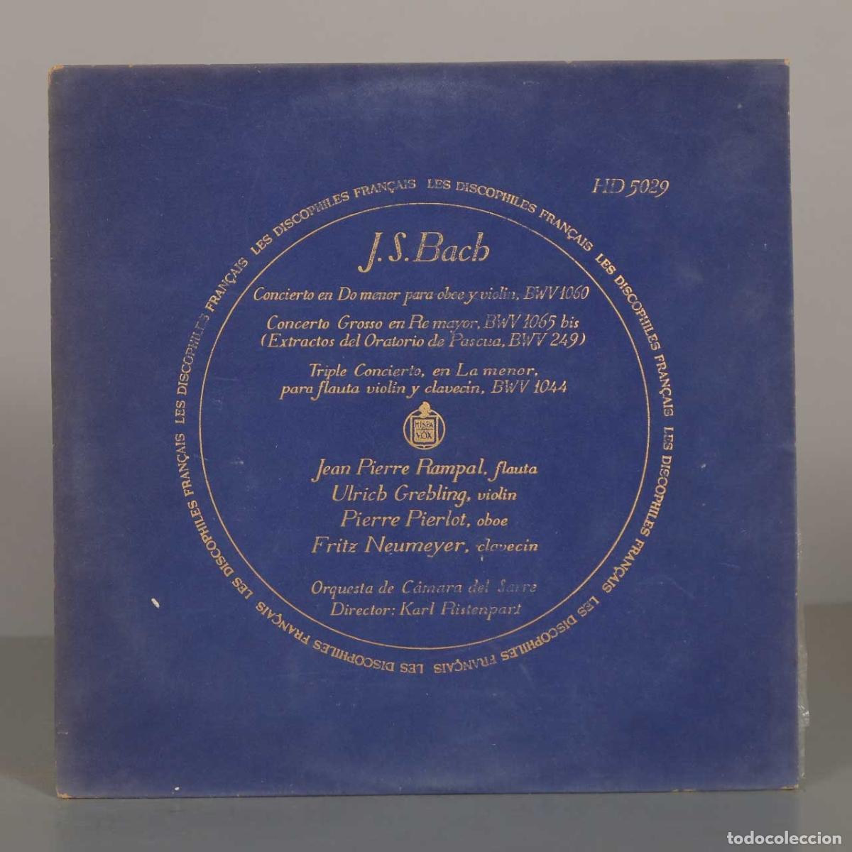 Vinyl records: LP. J.S. Bach - Concierto en Do menor, Concerto Grosso en Re mayor, Triple Concierto - Jean Pierre