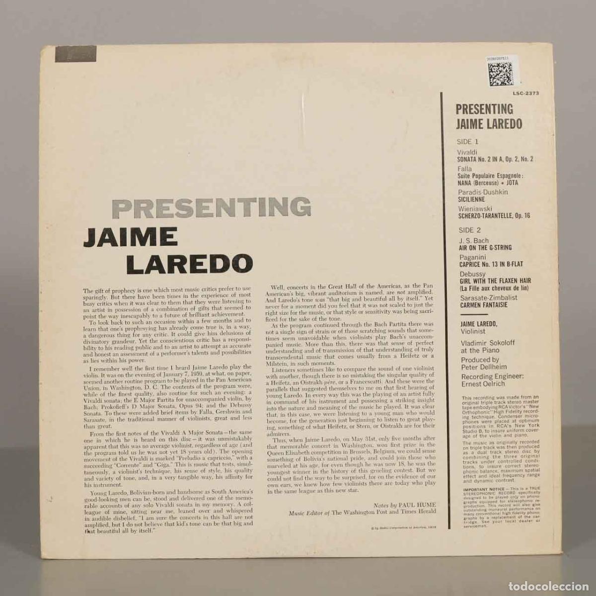 Discos de vinilo: LP. Presenting Jaime Laredo - Foto 2
