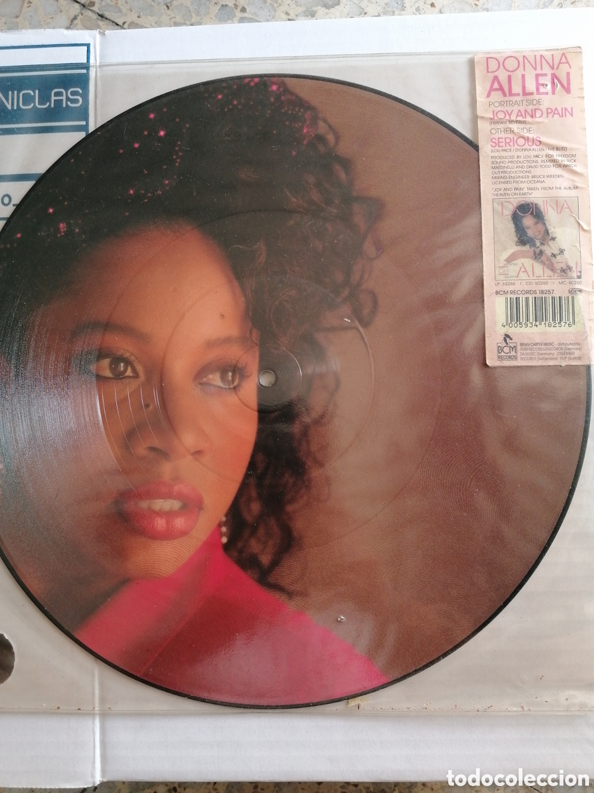 Discos de vinilo: MAXI SINGLE 12&rdquo; PICTURE DISC DONNA ALLEN JOY AND PAIN 1989 EU