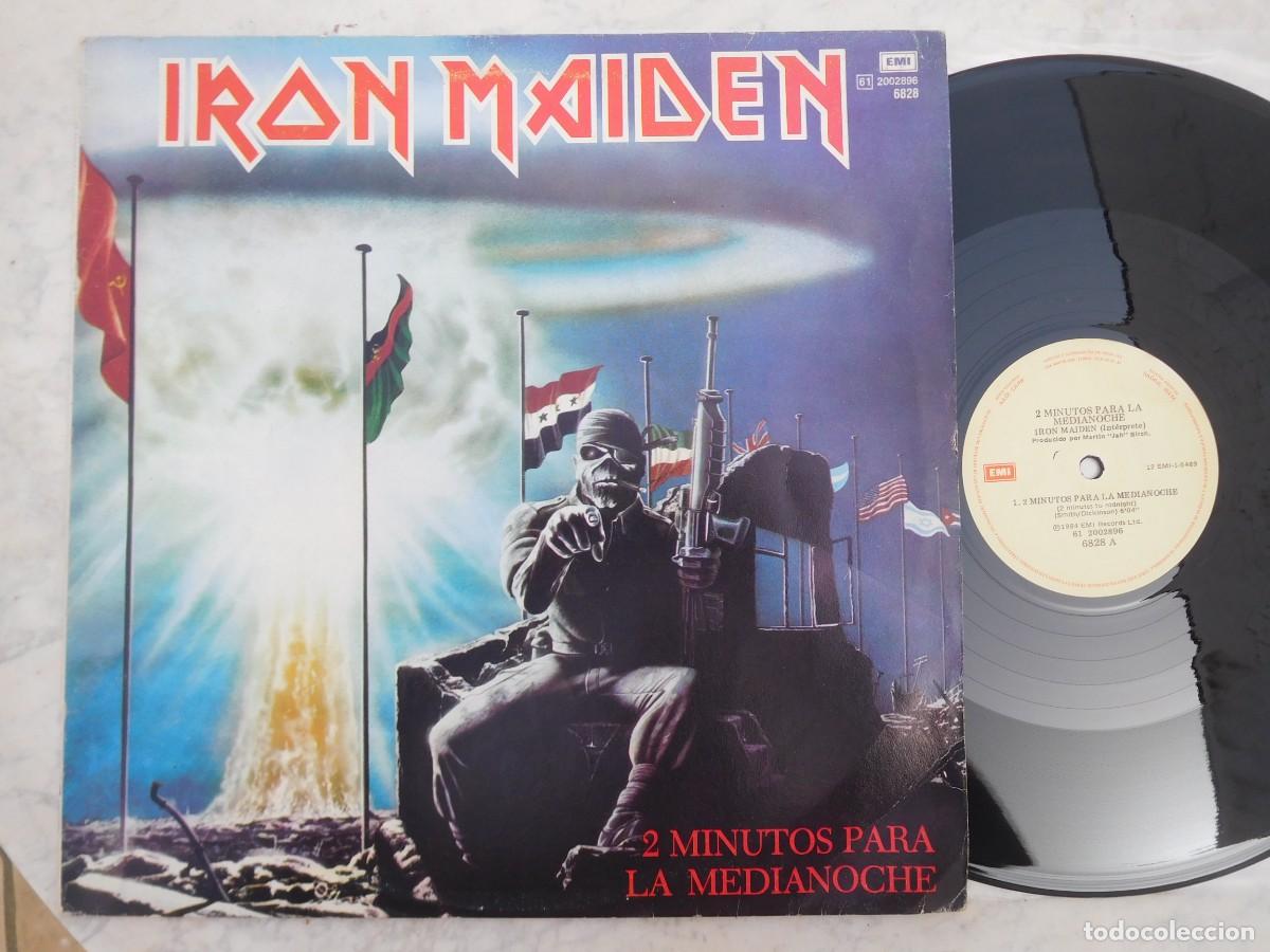Discos de vinilo: Iron Maiden. Maxi Single. 2 Minutos para la medianoche. Edici&oacute;n Argentina. EMI 61 2002896 6828
