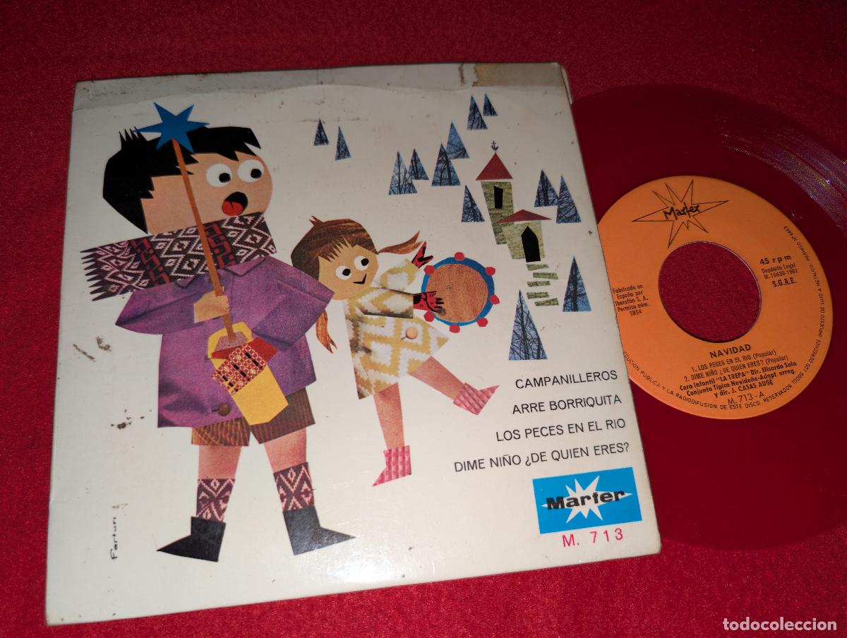 Discos de vinilo: CORO INFANTIL LA TREPA Navidad. Los peces en el rio/Dime ni&ntilde;o...+2 EP 7'' 1967 Marfer VINILO ROJO