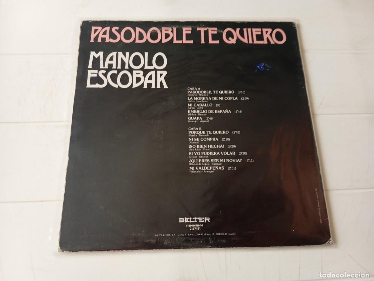 Discos de vinilo: LP MANOLO ESCOBAR - PASODOBLE TE QUIERO - Foto 2