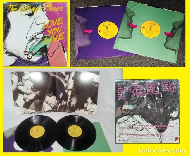 Discos de vinilo: ROLLING STONES / love you live 77 DOBLE,COMPLETA ORIG. 1&ordf; EDIC ORIG USA + ENCARTES / ANDY WARHOL,EXC