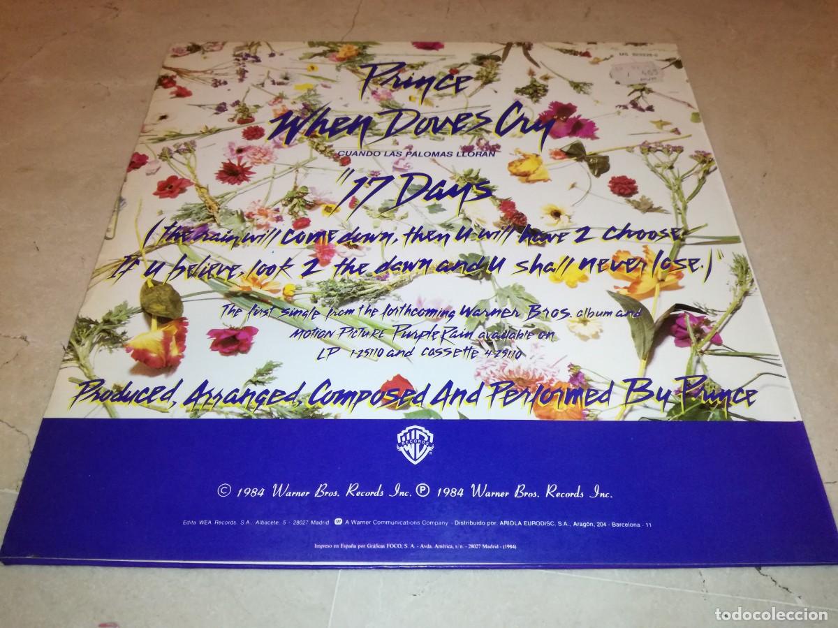 Discos de vinilo: PRINCE-WHEN DOVES CRY-ORIGINAL ESPA&Ntilde;OL 1984 - Foto 2