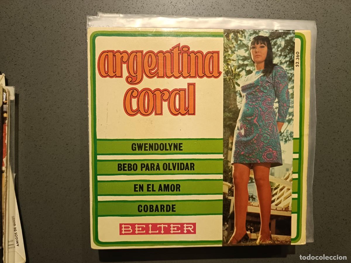 Discos de vinilo: Argentina Coral - Gwendolyne, Bebo para olvidar, Cobarde, ... - EP. sello Belter 1970
