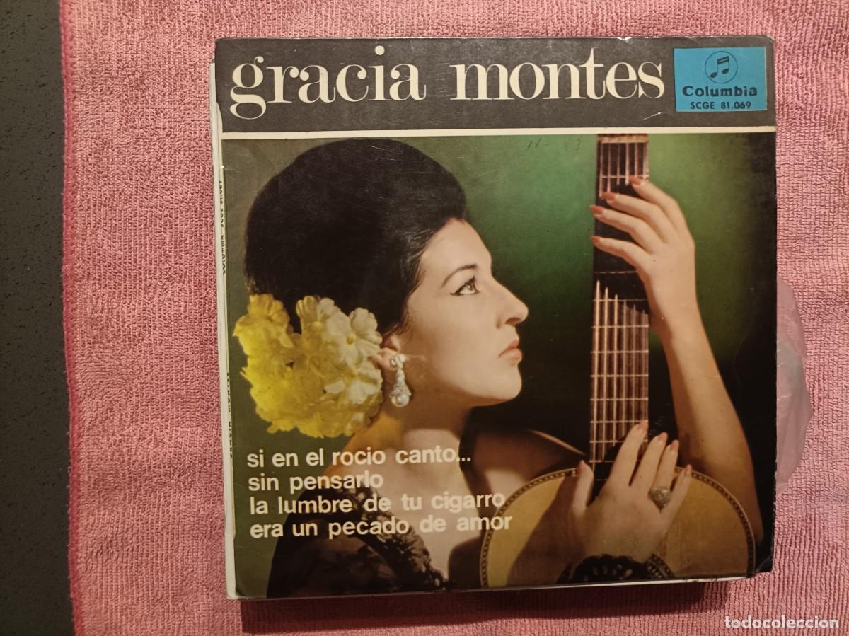 Discos de vinilo: Gracias Montes - Si en el Roc&iacute;o canto ... , Era una pecado de amor, ... - EP. Columbia 1965