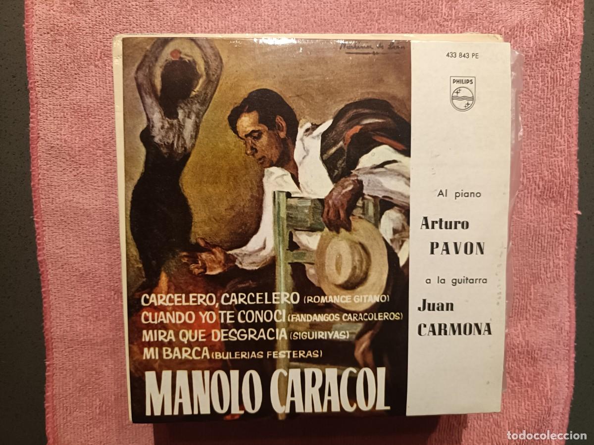 Discos de vinilo: Manolo Caracol - Arturo Pav&oacute;n (Piano) Juan Carmona (Guitarra) - EP. sello Philips 1962