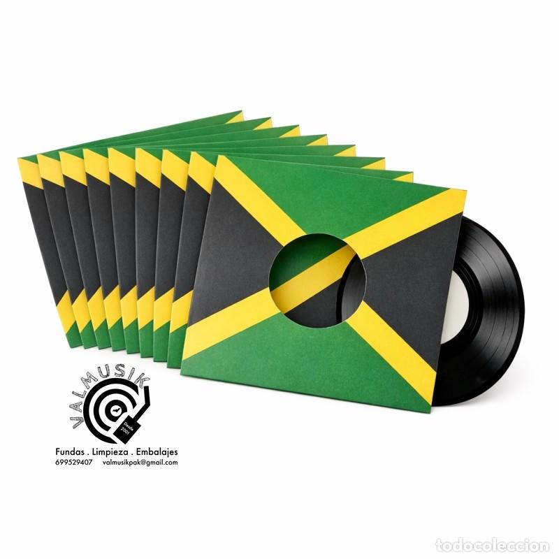 Discos de vinilo: 10 CARPETAS DE CART&Oacute;N BANDERA JAMAICA PARA DISCOS DE VINILO LP Y MAXIS - NUEVAS -