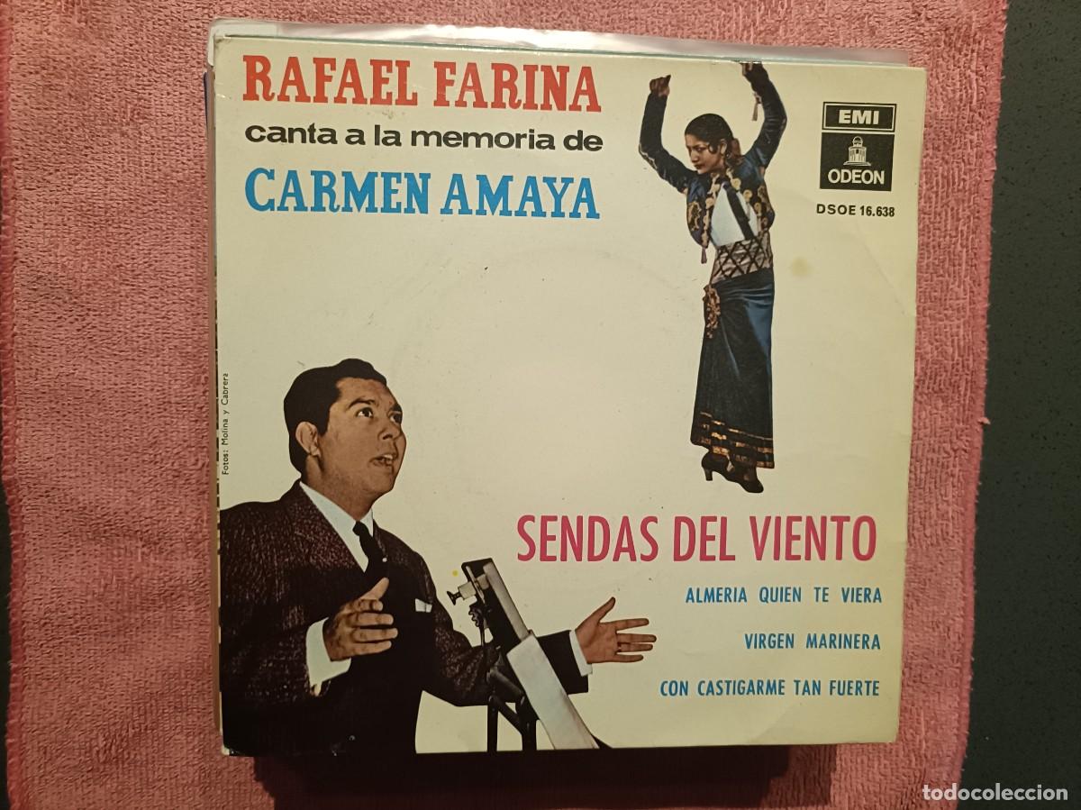 Discos de vinilo: Rafael Farina canta a la memoria de Carmen Amaya - EP. sello EMI / Odeon 1964