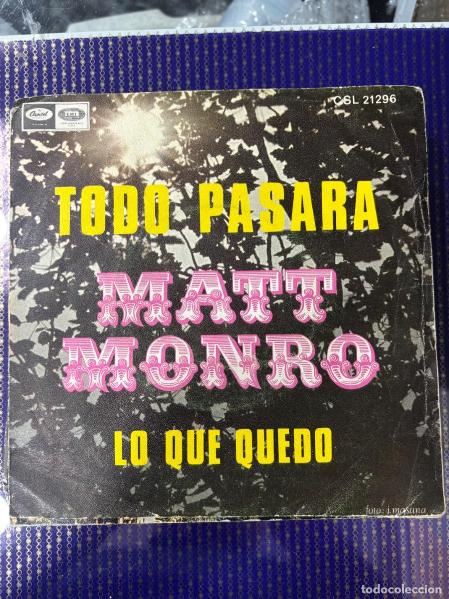 Discos de vinilo: MATT MONRO - TODO PASAR&Aacute; - Foto 1