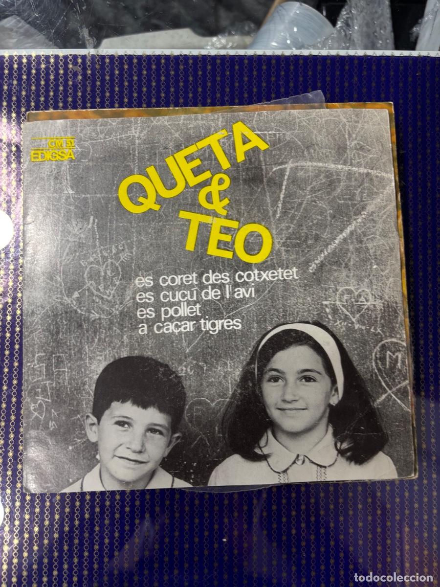 Discos de vinilo: Queta y Teo - Es Coret des Cotxetet / Es Cuc&uacute; de l'Avi / Es Pollet / A Ca&ccedil;ar Tigres