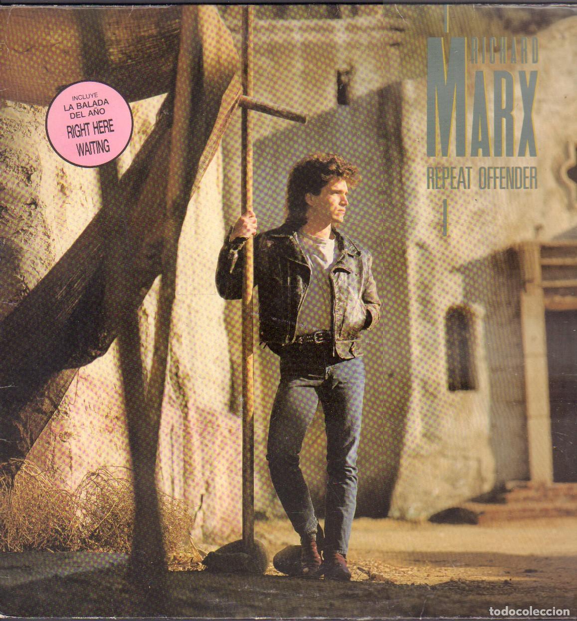 Discos de vinilo: RICHARD MARX - REPEAT OFFENDER / HEART ON THE LINE, RIGHT HERE WAITING.../ LP EMI 1989 RF-26323