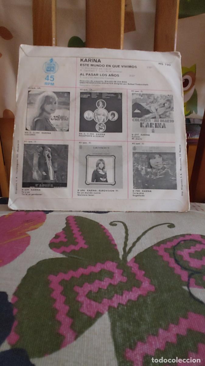 Discos de vinilo: KARINA-SINGLE ESTE MUNDO EN QUE VIVIMOS - Foto 2