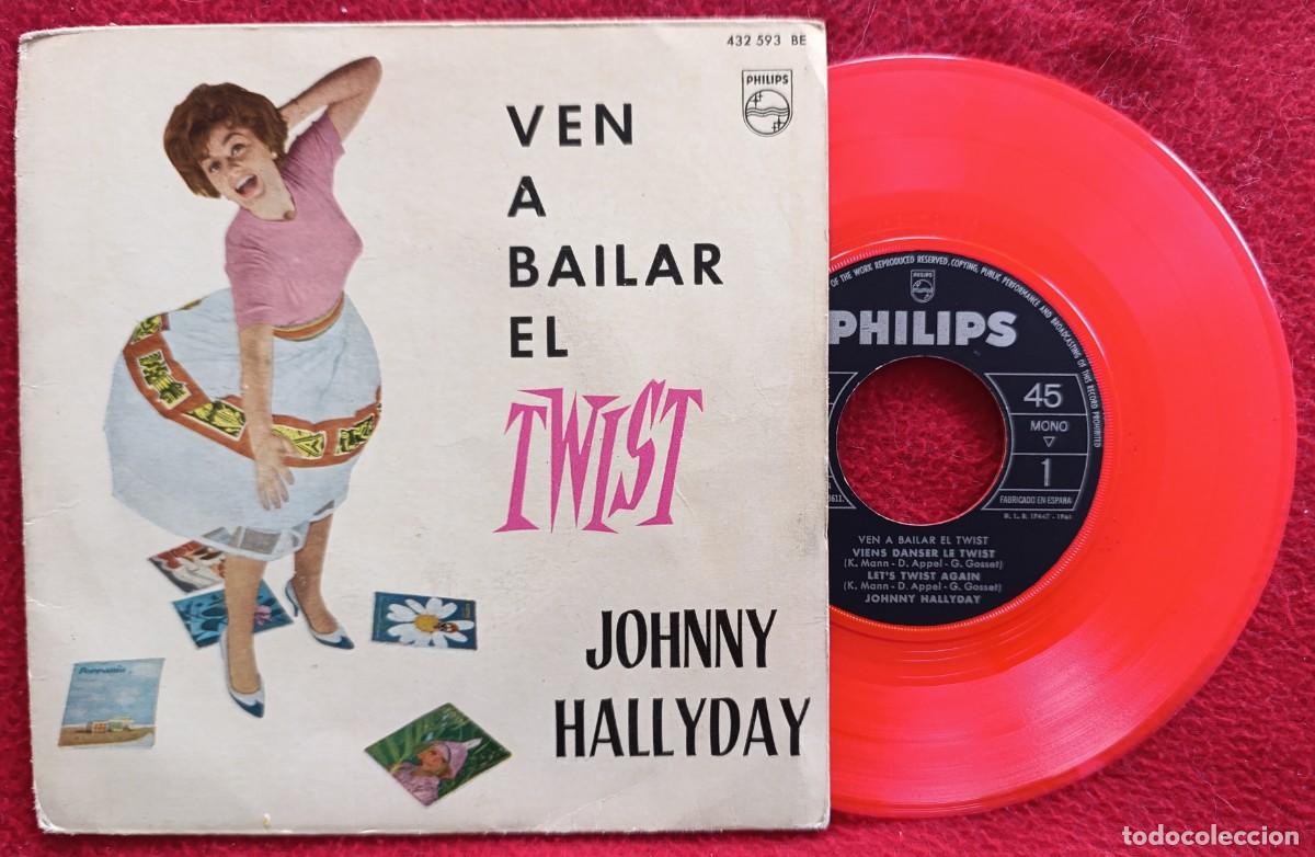 Discos de vinilo: JOHNNY HALLYDAY &lrm;&ndash; VEN A BAILAR EL TWIST 7&rdquo; EP 1962 VINILO DE COLOR ROCK AND ROLL