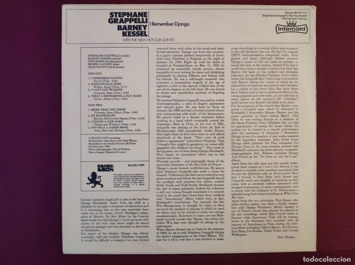 Discos de vinilo: Vinilo LP &rdquo;I Remember Django&rdquo; Stephane Grappelli &ndash; Jazz Manouche (Intercord, 1971) - Foto 2