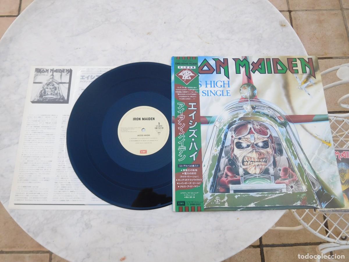 Discos de vinilo: Iron Maiden. Maxi Single. Aces high. Edici&oacute;n japonesa. EMI EMS-50148