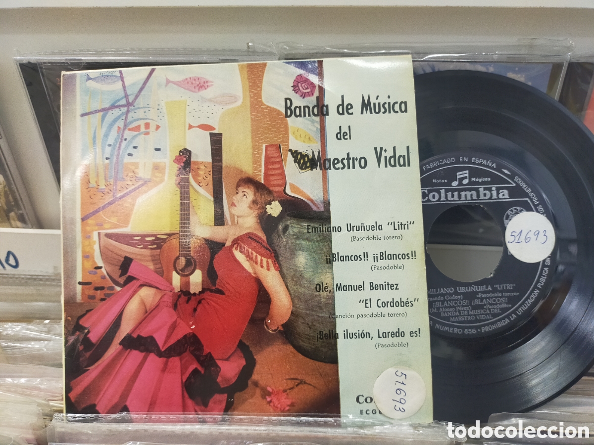 Vinyl records: Banda m&uacute;sica maestro vidal ep Emiliano uru&ntilde;uela litri + 3 1961