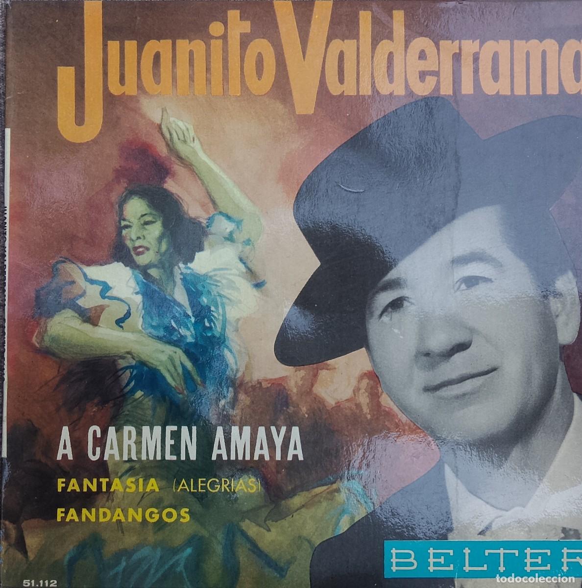 Discos de vinilo: Juanito Valderrama. A Carmen Amaya. Vinilo EP.